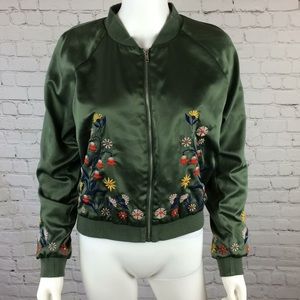 Silk Embroidered Bomber Jacket